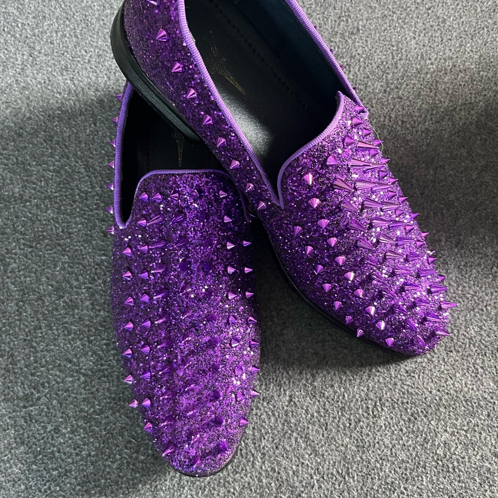 Enzo Purple Spiked Loafers.  Men’s size 10.5.  Worn once for Prom.
